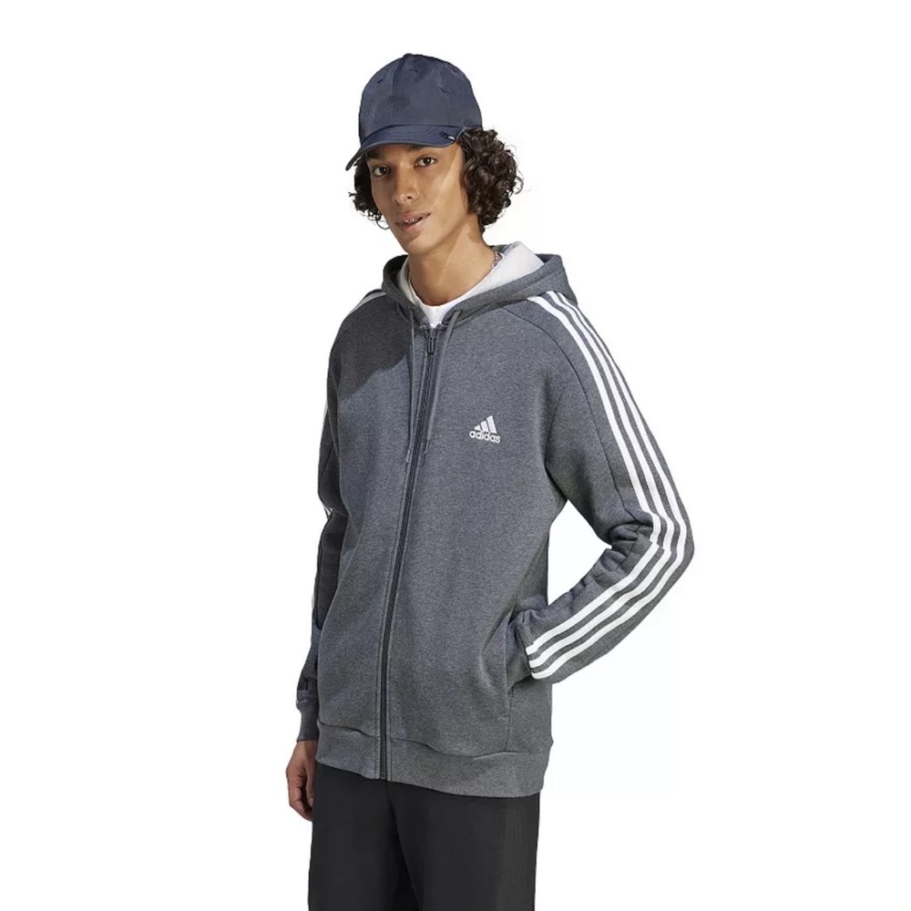 Adidas Sportswear Essentials Fleece 3-Stripes Full Zip Hoodie Size M 🆕